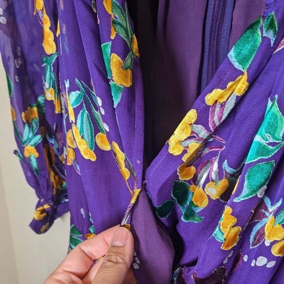 NWT Saloni Olivia Silk Chiffon Violet Dress - Picture 7 of 16